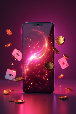 Smartphone with casino app screen